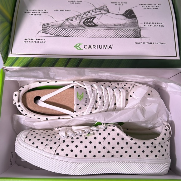 Cariuma Shoes - Cariuma OCAWhite canvas Black Polka Dots Sneaker. New in box. Size 10.5 Women’s,